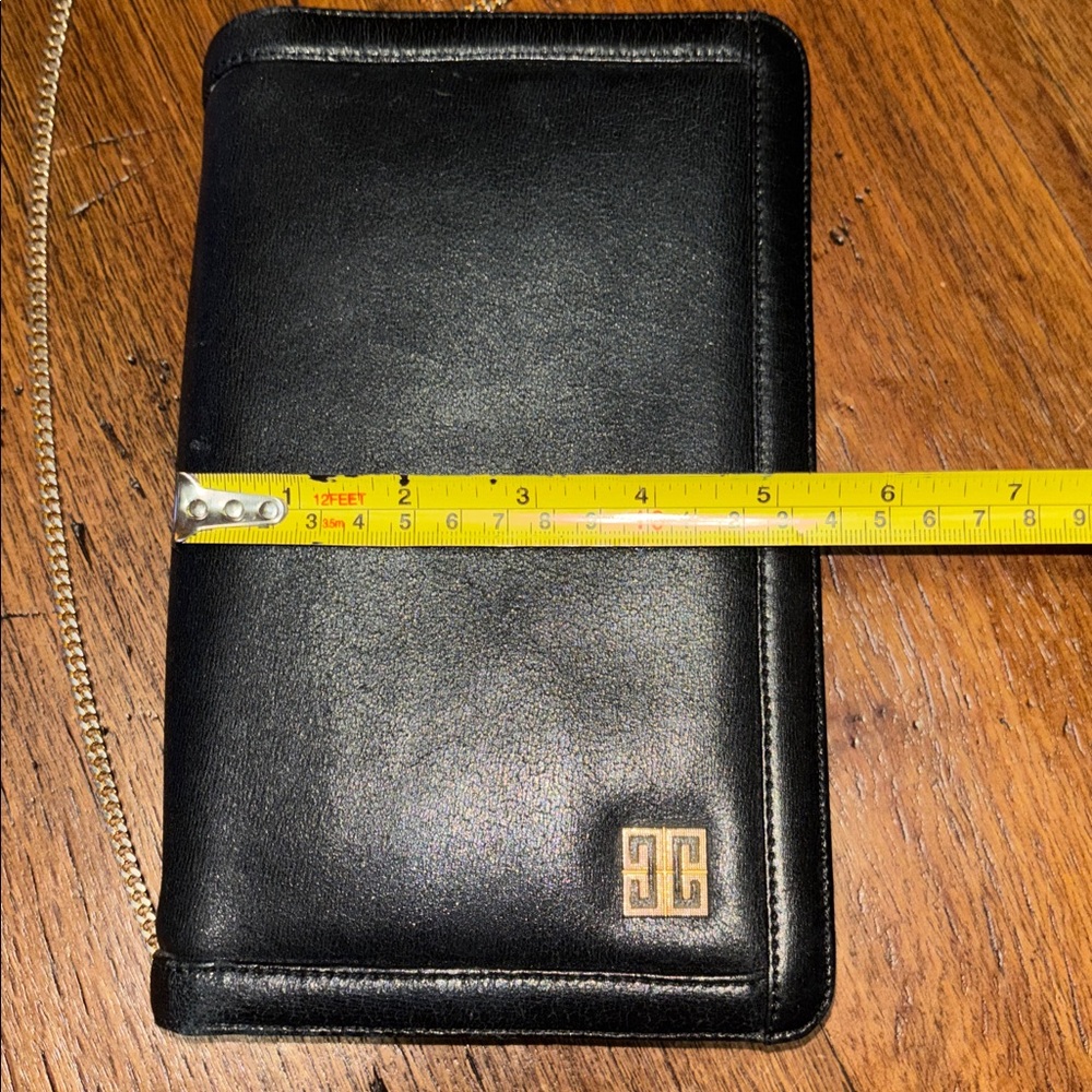 Vintage Givenchy Black Leather Clutch Crossbody Bag with Gold Chain - Picture 5 of 16